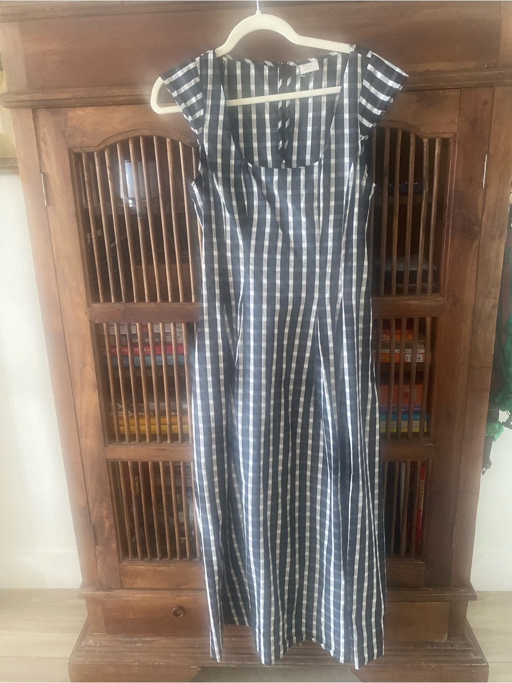 “a new day” Black and White Striped Maxi Fit-and-Flare Dress Size 2